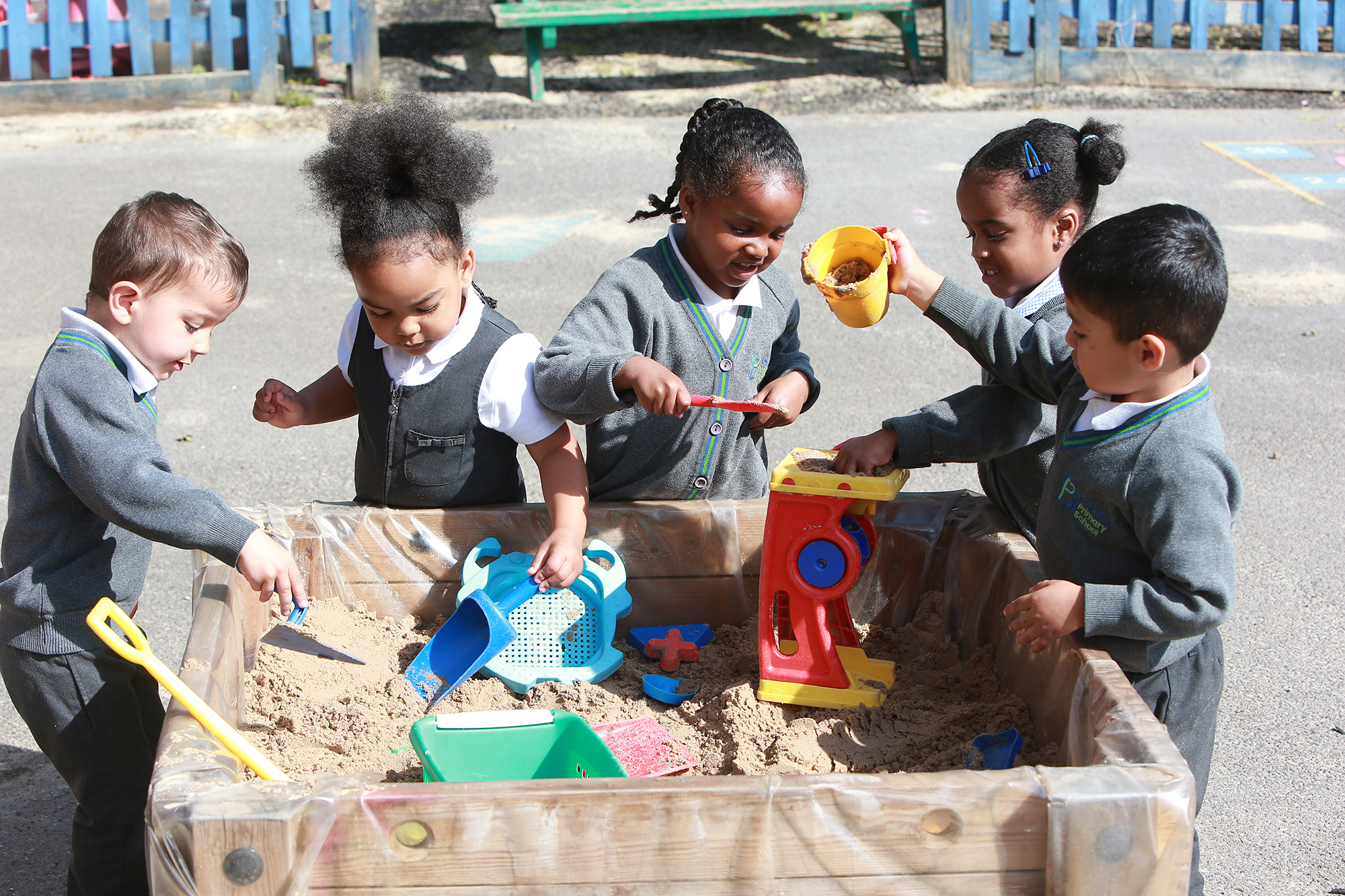 Pupils outside Brentfield Primary School